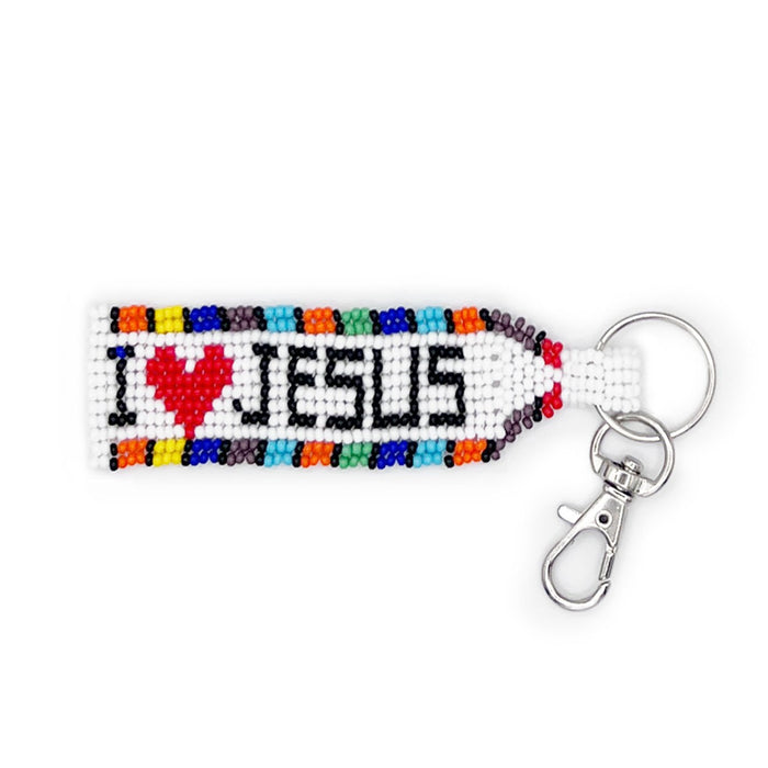 I Love Jesus - Handmade Snaphook Keyring - Handcrafted In South Africa 8.5cm Long