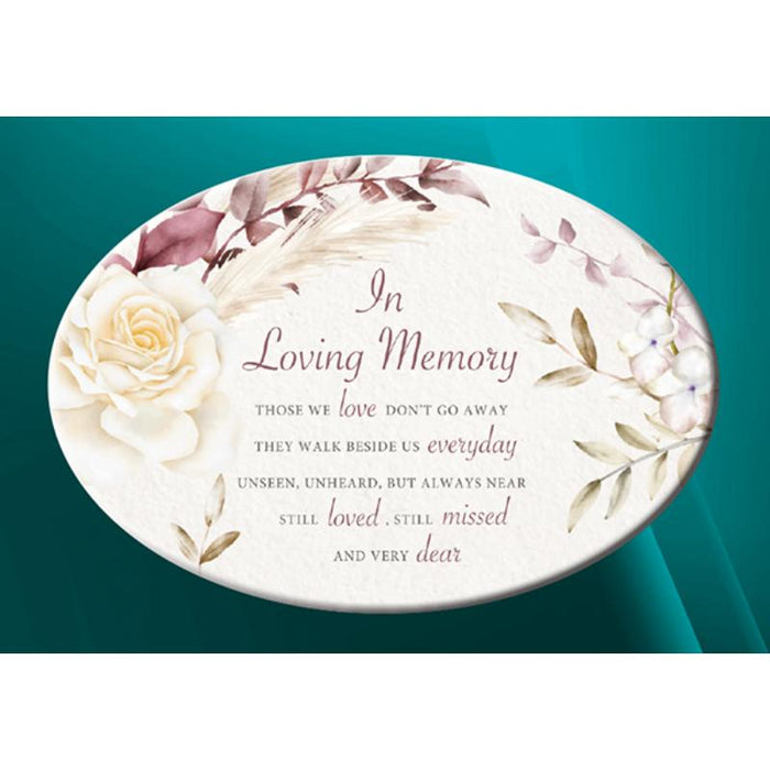 In Loving Memory, Oval Shaped Ceramic Plaque 23cm / 9 Inches In Length