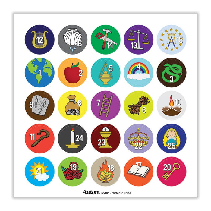 Jesse Tree Activity Card  With Stickers - Size 28cm / 11 Inches High x 22cm / 8.75 Inches Wide