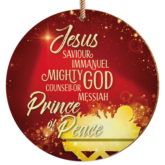 Jesus, Saviour, Emmanuel - Ceramic Christmas Decoration 10cm / 4 Inches Diameter