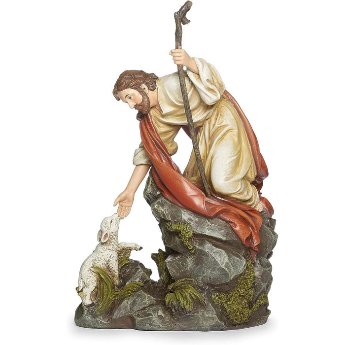 Jesus With Lamb, Statue 26.7cm / 10.5 Inches High, Resin Cast Figurine, by Joseph's Studio