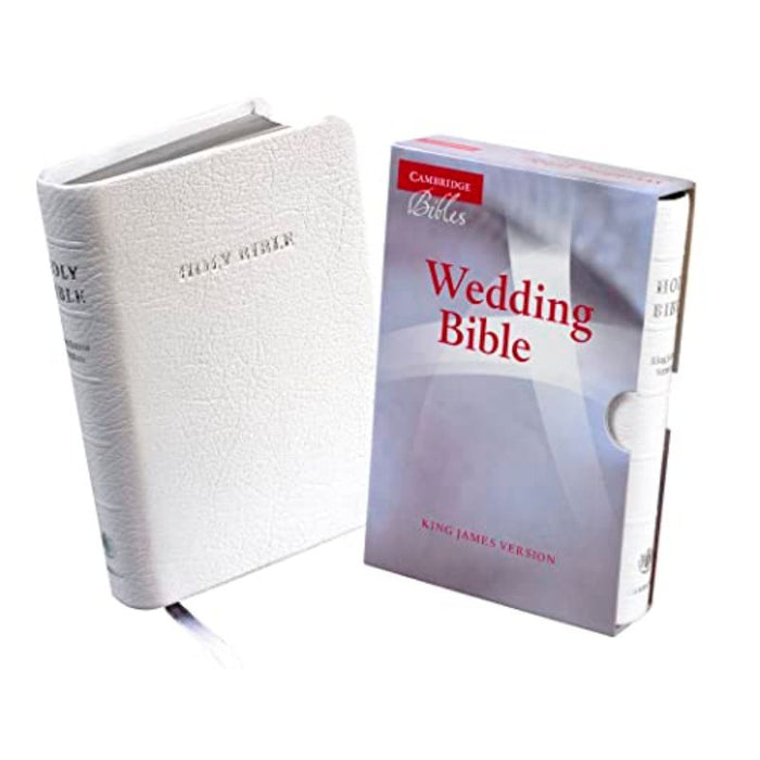 King James Wedding Bible, White French Morocco Leather, Ruby Text Edition KJV, by Cambridge Bibles