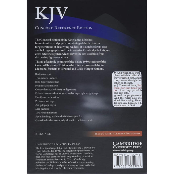 KJV Concord Reference Bible, Black Edge-lined Goatskin Leather, Red-letter Text, by Cambridge Bibles