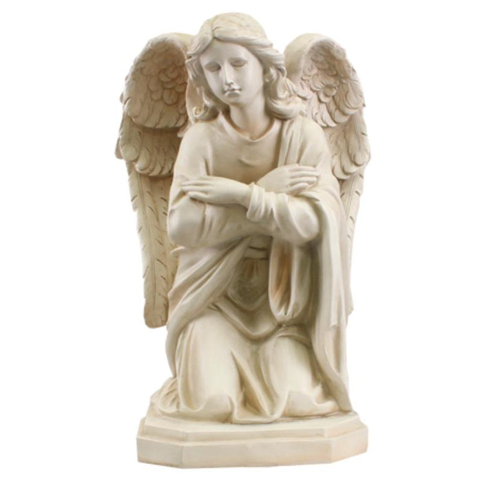 Knelling Angel, Memorial Statue Suitable For Outdoor Use, 50cm / 20 Inches High Resin Cast Figurine