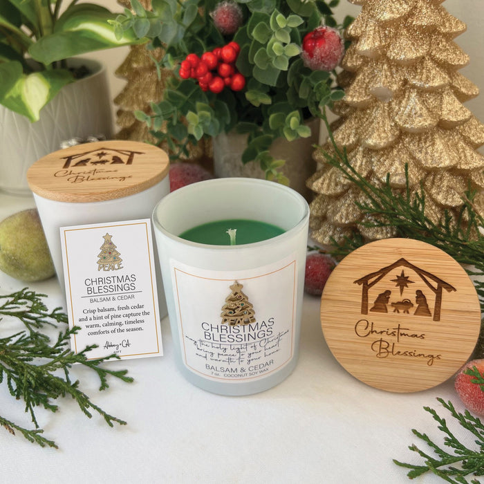 Luxury Scented Candle, Balsam and Cedar - Christmas Tree - Glass Jar 8cm / 3.25 Inches High