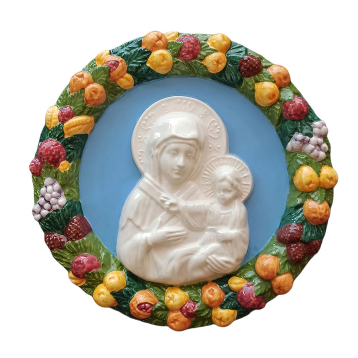 Madonna of San Luca, Bologna - Della Robbia Ceramic Plaque 24cm / 9.5 Inches Diameter