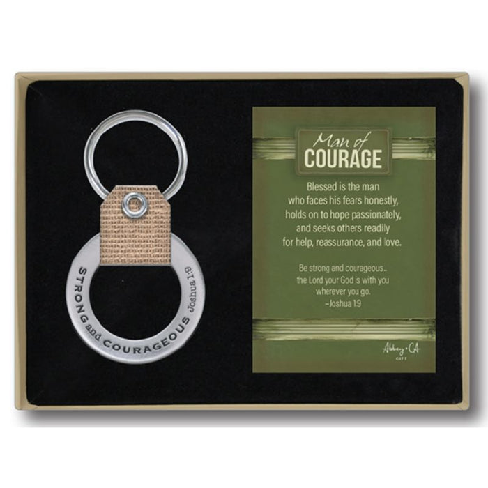 40% OFF Man of Courage, Burlap Key Ring With Engraved Bible Verse Joshua 1:9 Overall Length 2.5 Inches / 6.5cm