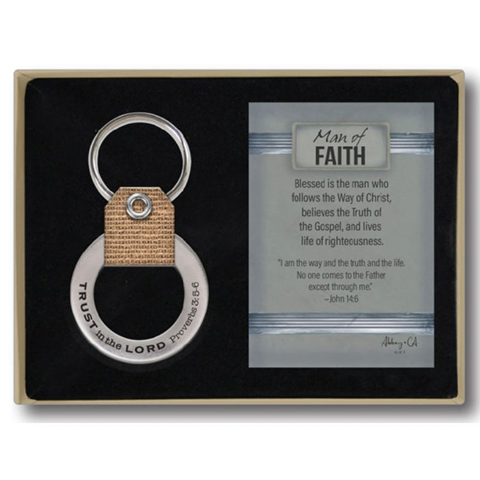 40% OFF Man of Faith, Burlap Key Ring With Engraved Bible Verse Proverbs 3:5 Overall Length 2.5 Inches / 6.5cm