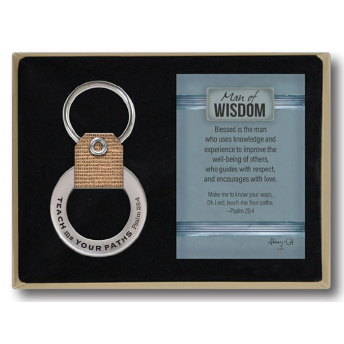 40% OFF Man of Wisdom, Burlap Key Ring With Engraved Bible Verse Psalm 25:4 Overall Length 2.5 Inches / 6.5cm