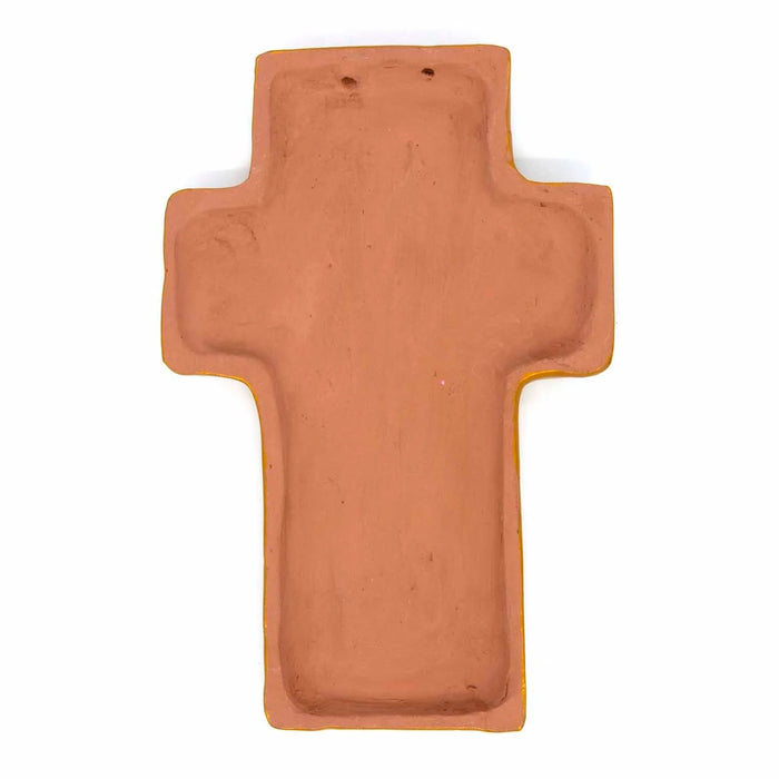 Nativity Cross - Fairtrade Terracotta Cross Handmade In Mexico, Size 30cm / 12 Inches High
