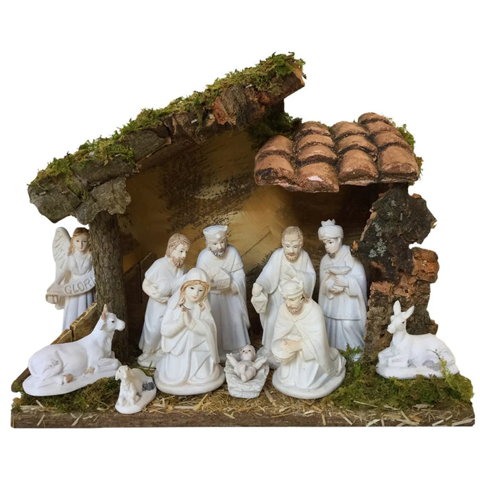 Nativity Crib White Resin Figures 9cm / 3.5 Inches High - Available with a Choice of Stables