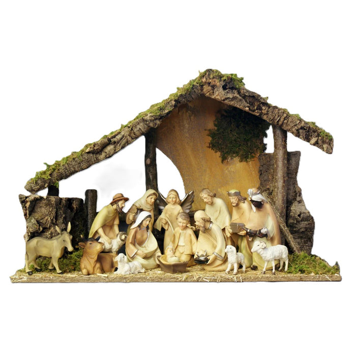 Nativity Crib Figures 15cm / 6 Inches High, Wood Effect Resin Figures - Available with a Choice of Stables