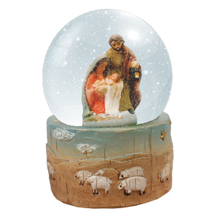 Nativity Holy Family Snow Globe, A Shepherd & His Flock 7.5cm / 3 Inches High