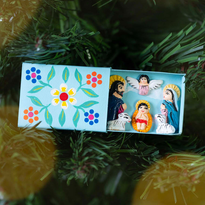 Nativity Scene In a Matchbox - 6 Piece Set -  Fairtrade,  Handmade by Peruvian Artisans