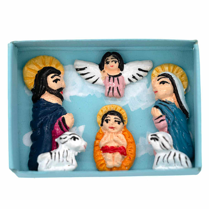 Nativity Scene In a Matchbox - 6 Piece Set -  Fairtrade,  Handmade by Peruvian Artisans