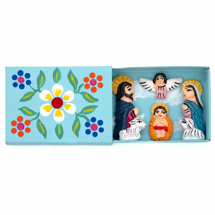 Nativity Scene In a Matchbox - 6 Piece Set -  Fairtrade,  Handmade by Peruvian Artisans