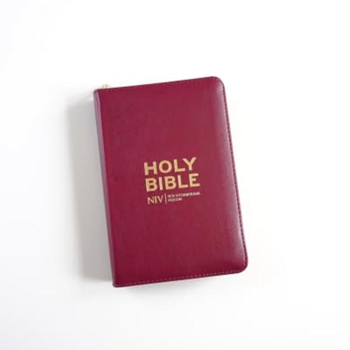 NIV Pocket Mulberry Bible with Gold Zip - British Text