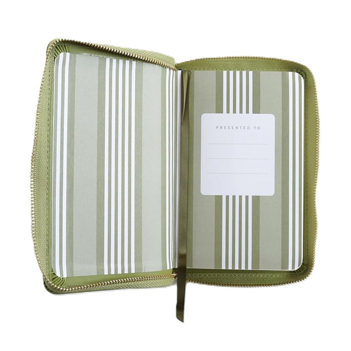 NIV Pocket Olive Green Bible With Gold Zip - British Text