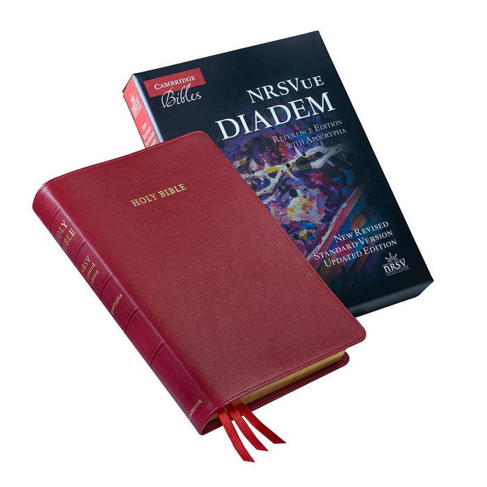 NRSVue Diadem Reference Edition with Apocrypha, Cherry Red Calfskin Leather, NR545:XEA