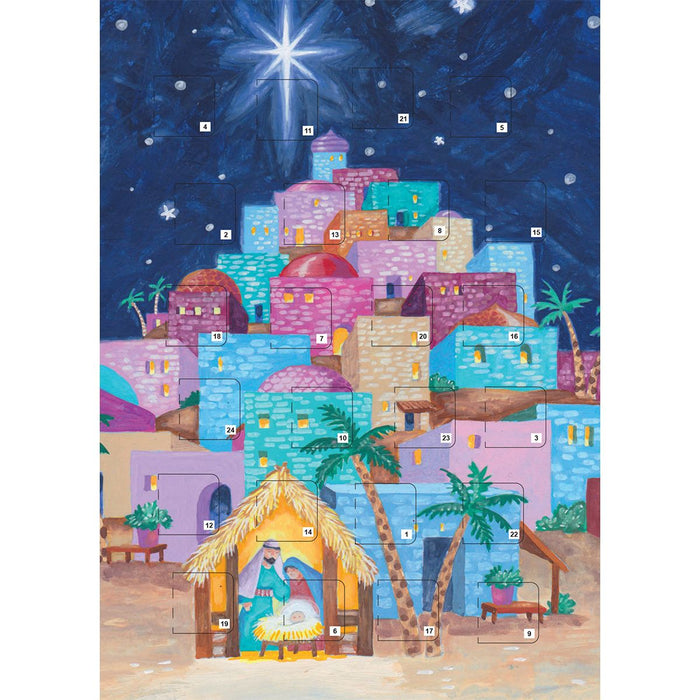 O Little Town of Bethlehem, Advent Calendar Card A5 Size, Pack of 6 Multi Buy Offer