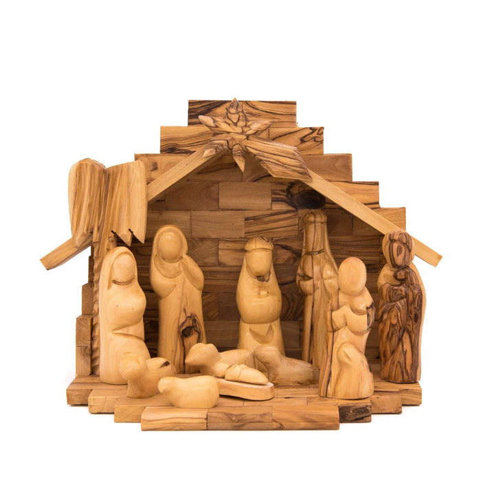 Olive Wood Nativity Crib Figures, 11.5cm / 4.5 Inches High - Available With or Without a Stable