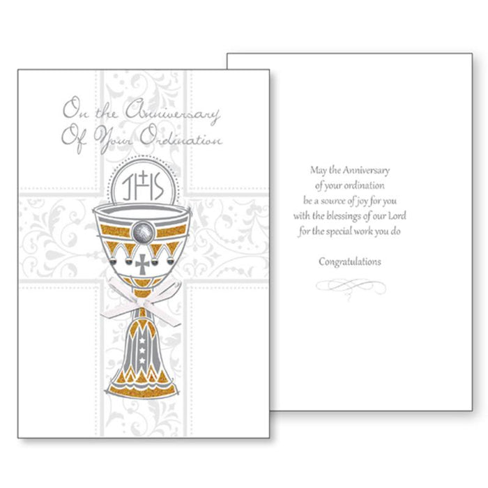 On The Anniversary Of Your Ordination, Chalice Design 3D Greetings Card