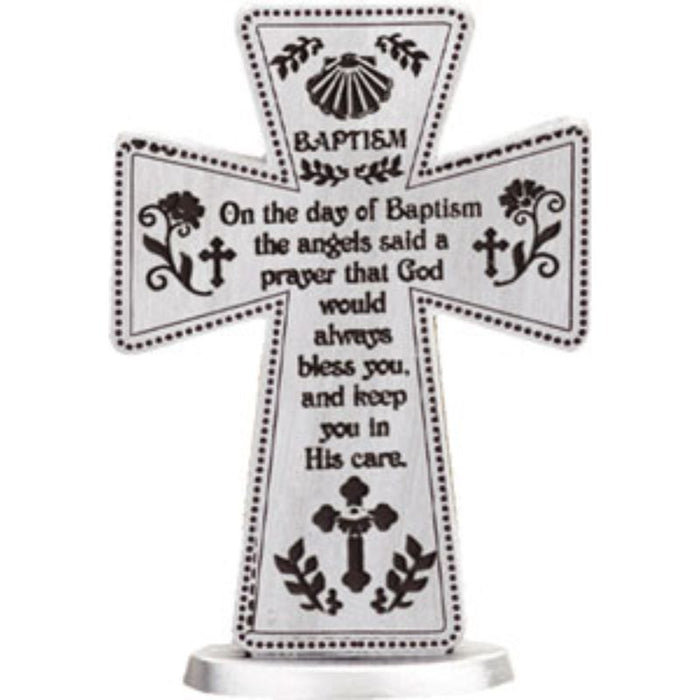 On The Day of Your Baptism, Standing Metal Cross 8cm / 3 Inches High