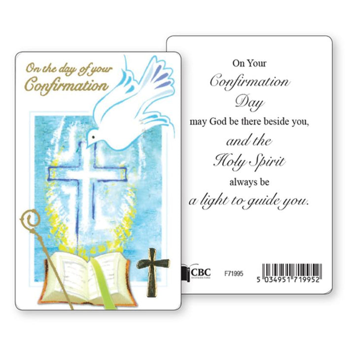 On The Day Of Your Confirmation - Prayer Card With Gold Highlights and Prayer On The Reverse
