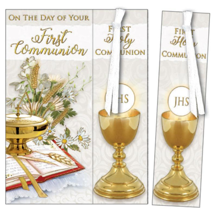 On The Day Of Your First Holy Communion, Greetings Card and Bookmark For Either a Girl or Boy