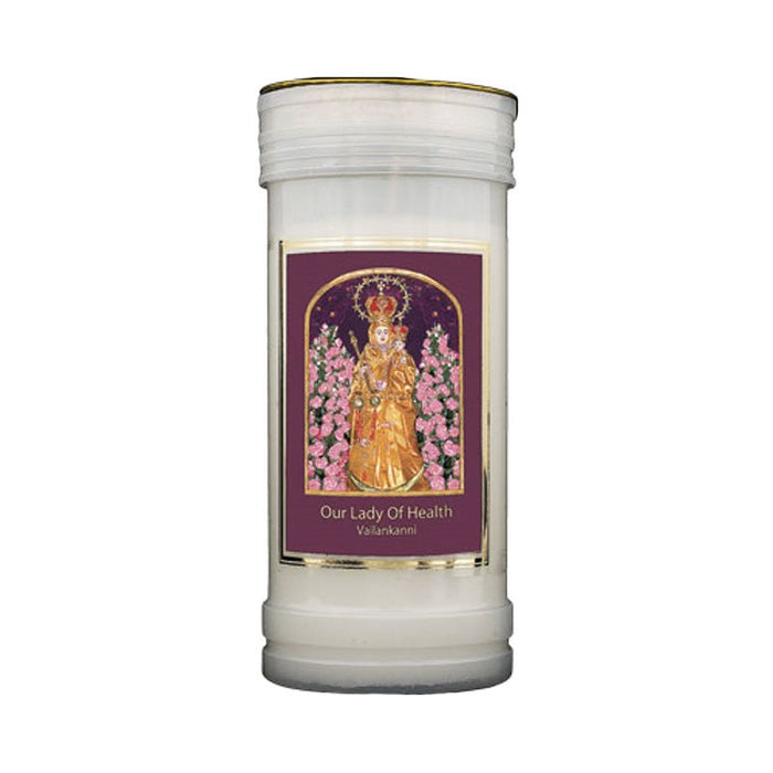 Our Lady of Good Health Prayer Candle, Burning Time Approximately 72 Hours, Case of 24 Candles