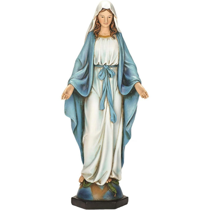 Our Lady of Grace, Miraculous Medal Statue 26cm / 10.25 Inches High Resin Cast Figurine, by Joseph's Studio