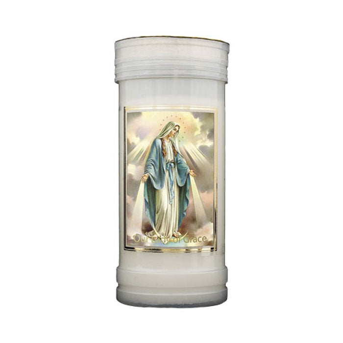 Our Lady of Grace Prayer Candle, Burning Time Approximately 72 Hours, Case of 24 Candles