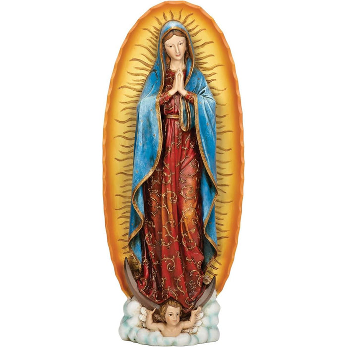 Our Lady of Guadalupe, Statue 47cm / 18.5 Inches High Hand Painted Resin Cast Statue, by Joseph's Studio