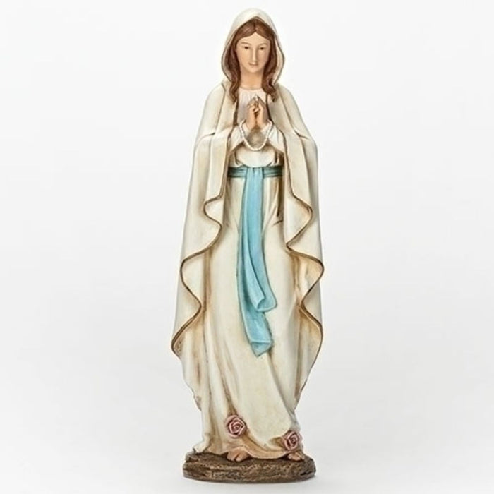Our Lady of Lourdes Statue 34cm / 13.5 Inches High Hand Painted Resin Cast Figurine, by Joseph's Studio