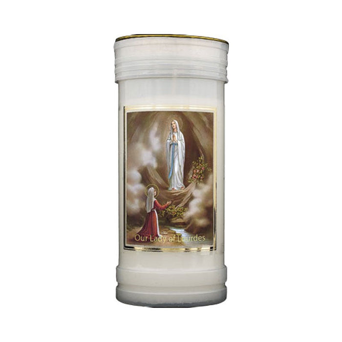 Our Lady of Lourdes Prayer Candle, Burning Time Approximately 72 Hours, Case of 24 Candles