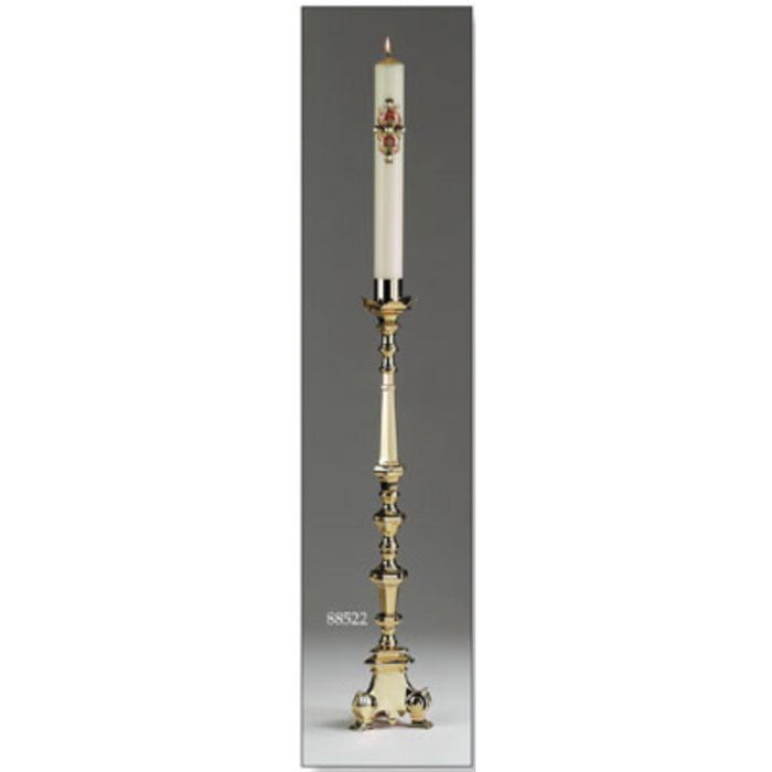 Paschal Candlestick Gold Plated Brass 48 Inches / 120cm High, Complete With Either a 2 or 3 Inch Diameter Candle Socket