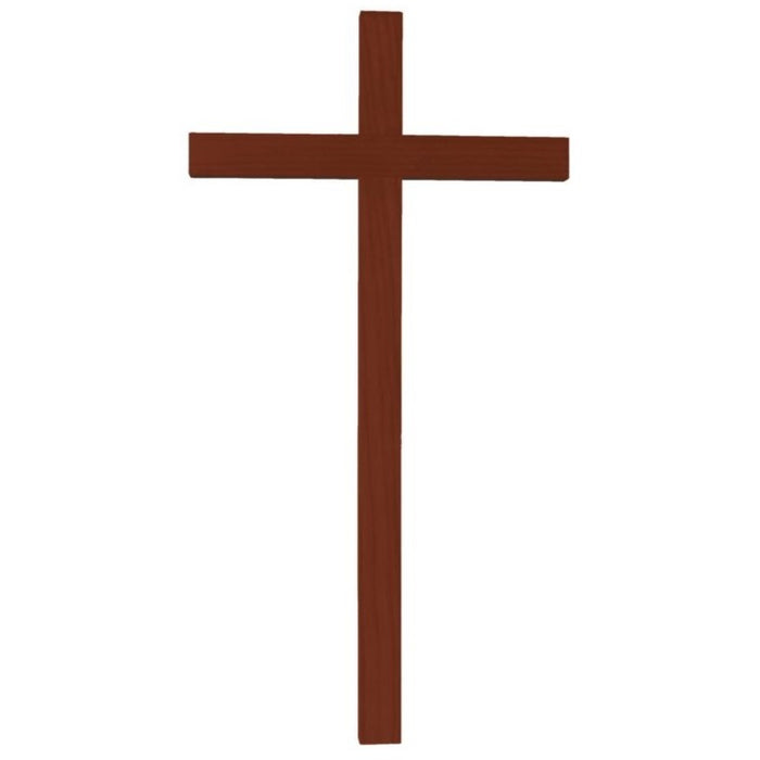 Plain Wooden Cross, Handmade In Ash Stained Brown With Straight Square Edges, Available In 15 Sizes