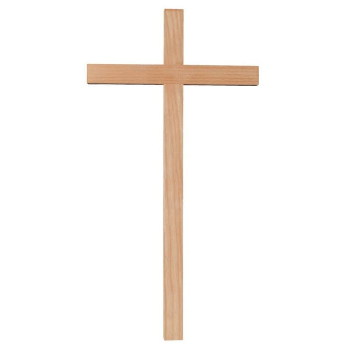 Plain Wooden Cross, Handmade In Ash With Straight Square Edges, Available In 15 Sizes