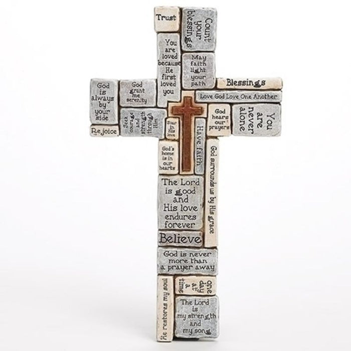 Prayer Wall Cross Crossword Design, 40cm / 15.5 Inches High