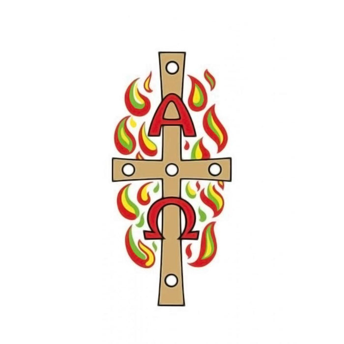 2026 Alpha & Omega with Flames, Paschal Candle Transfer Suitable For All 2-3 Inch Diameter Easter Candles
