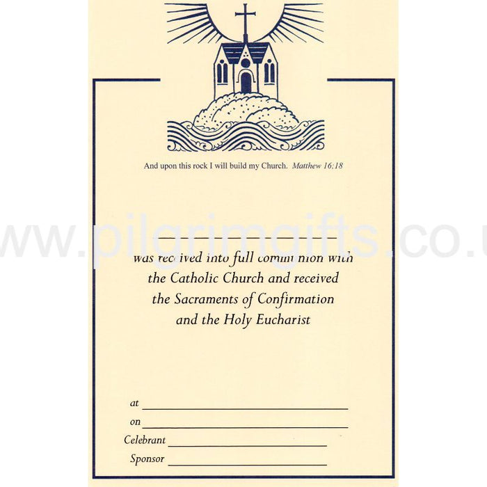 Reception In To The Catholic Church Certificate, Pack of 5 A4 Size