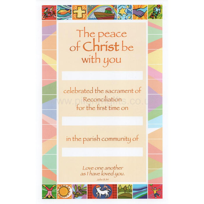 Reconciliation Certificate - The Peace Of Christ Be With You, Available In 2 Pack Sizes