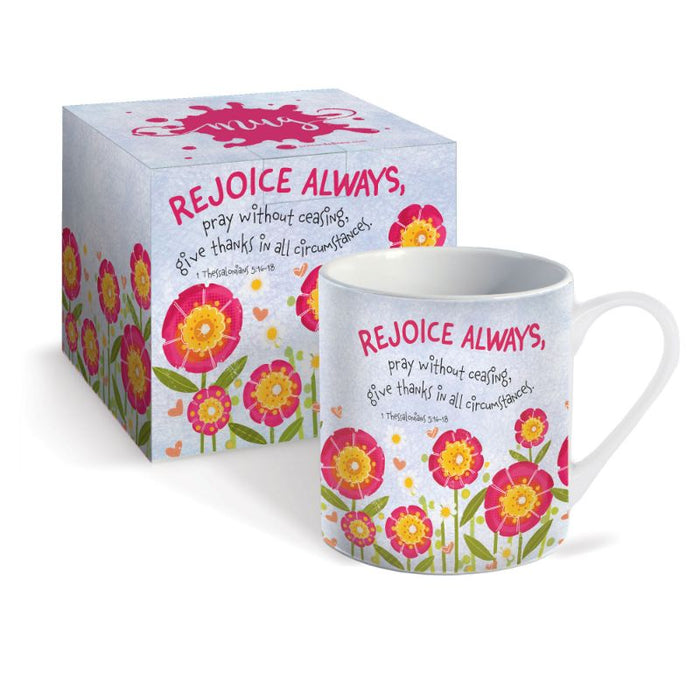 Rejoice Always, Gift Boxed Bone China Mug With Bible Verse 1 Thessalonians 5:16-18 6:33 Size 9cm / 3.5 Inches High