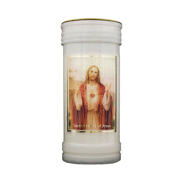 Sacred Heart Of Jesus Prayer Candle, Burning Time Approximately 72 Hours, Case of 24 Candles