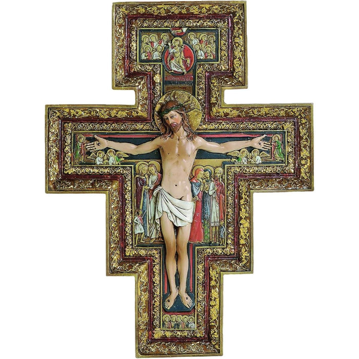 San Damiano Crucifix, Cross of St Francis Handpainted 27.5cm / 10.75 Inches High, by Joseph's Studio