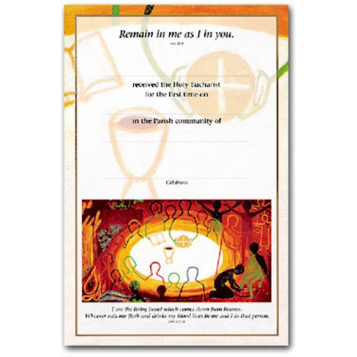 First Holy Communion Certificate - Sharing a Meal with Jesus, Available In 2 Pack Sizes, Designed at Turvey Abbey