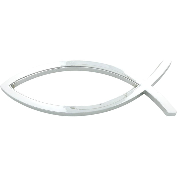 Silver Ichthus Car Emblem - 12.5cm / 5 Inches In length