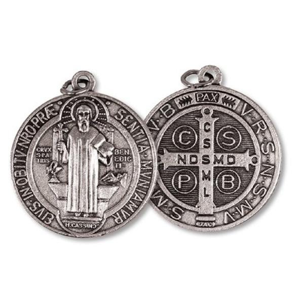 St. Benedict Medal - Large Size Metal Double Sided Medallion 25mm / 1 Inch In Diameter - Multi Buy Options Available