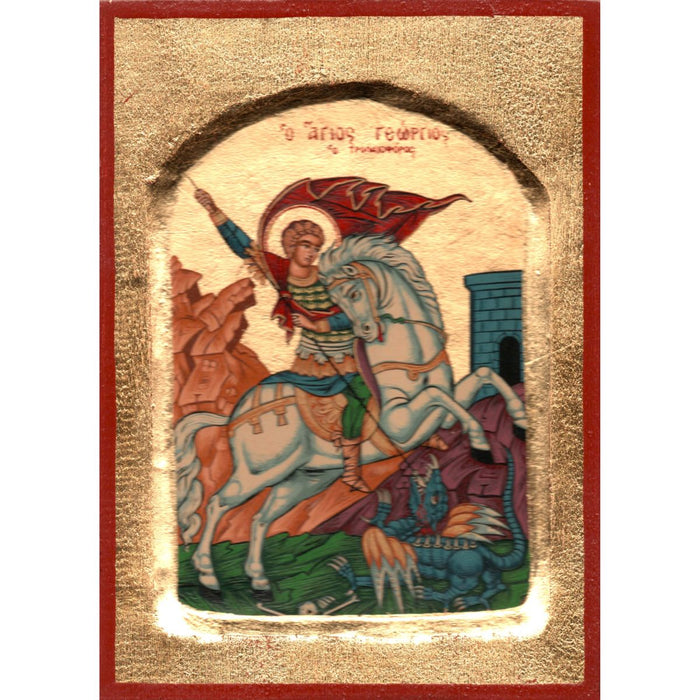 St George and the Dragon Recessed Handmade Icon, Available In 4 Sizes