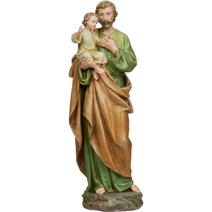 St Joseph and Child, Statue 36cm / 14 Inches High Hand Painted Resin Cast Figurine, by Joseph's Studio